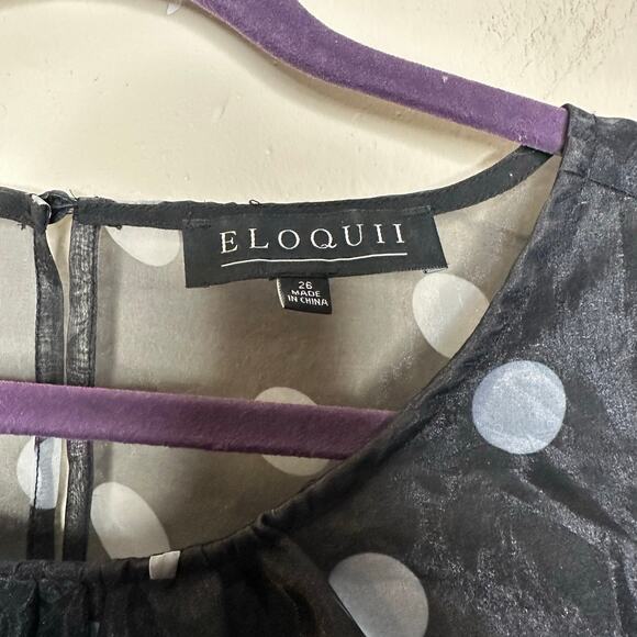 Eloquii Womens Plus Size 26 Blouse Polka Dot Coquette Balloon Sleeve Organza - Picture 3 of 8